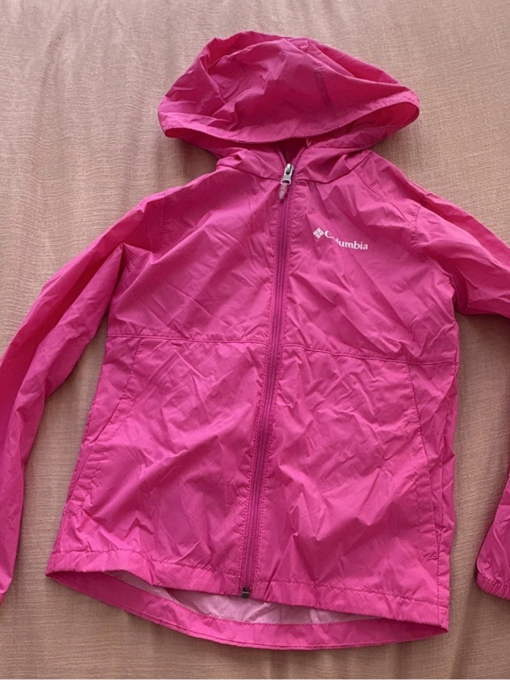 Columbia Girls' Hot Pink Hooded Raincoat